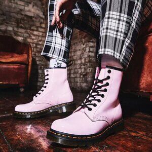 Dr. Martens Pale Pink Patent Leather Combat Boots